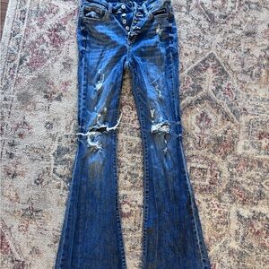 Judy Blue Distressed Flare Jeans in Blue